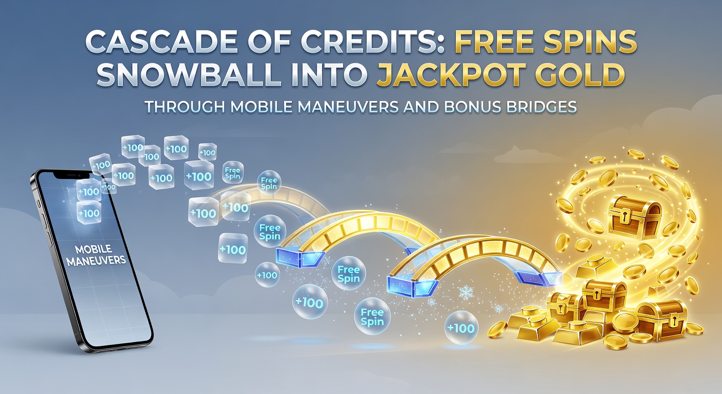 Grafik zeigt eine Kaskade von Free Spins, die zu goldenen Jackpots wachsen, mit mobilen Geräten und Bonus-Verbindungen im Vordergrund