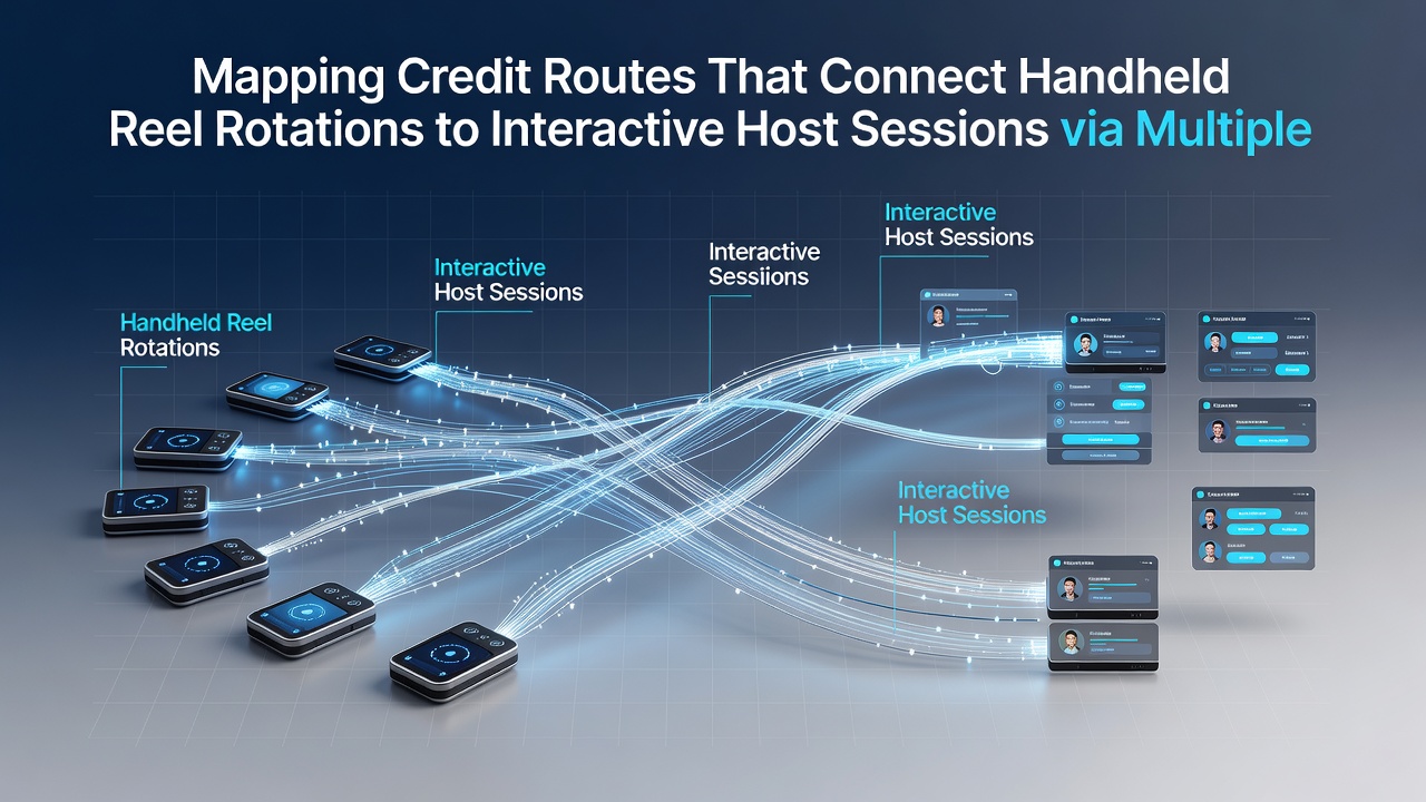 Visualisierung von Kreditpfaden, die mobile Reel-Rotationen mit interaktiven Host-Sessions verbinden